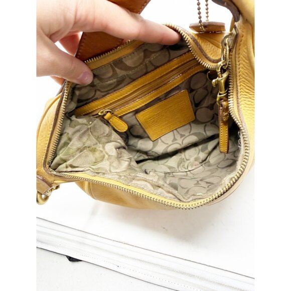 Coach Legacy Leather Hobo Shoulder Bag Brass Hardware Yellow Tan One Size - Picture 7 of 12